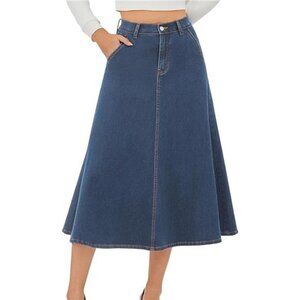 Women's Stretchy High Wasited A Line Blue